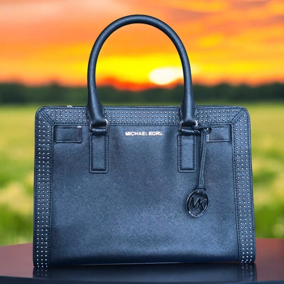 Michael Kors Medium Dillon Studded Leather Satchel π€ Luxury Designer Bag - Picture 1 of 16